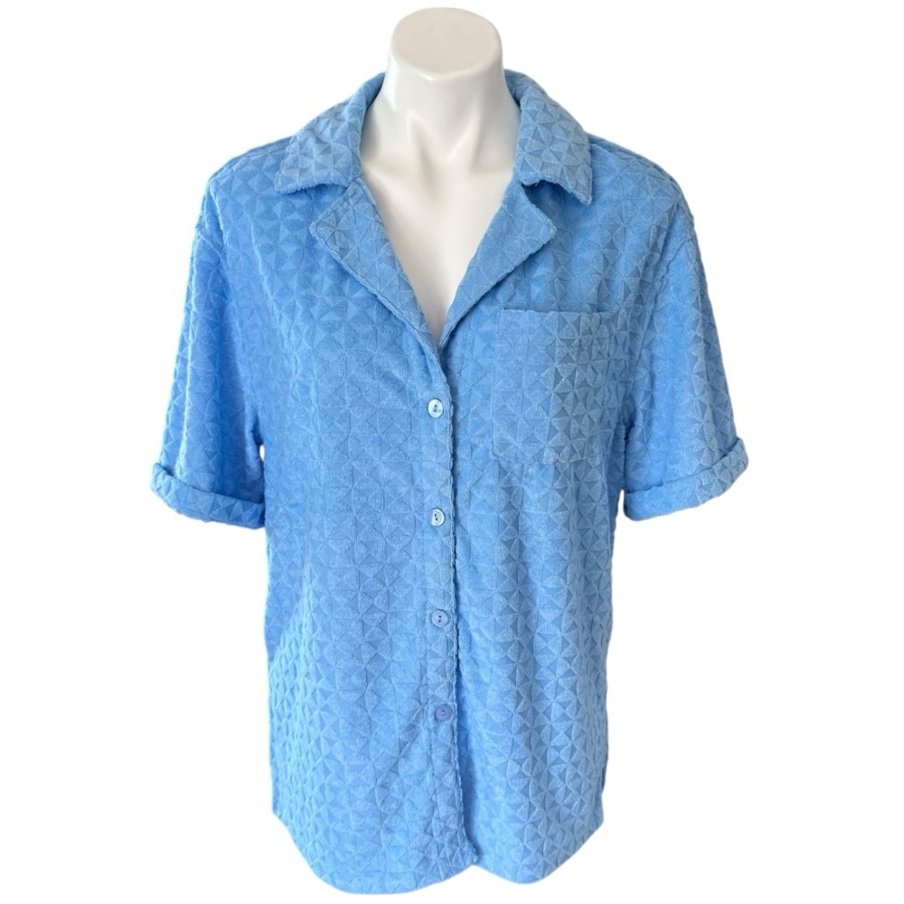 7 For All Mankind Women’s Light Blue Terry Cloth Lounge Top Size S NWT